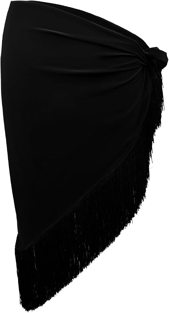 Ladies Latin Dance Fringed Triangle Hip Scarf Women High-Split Tassel Wrap Skirt Rumba Dancing Costume for Salsa Cha-cha