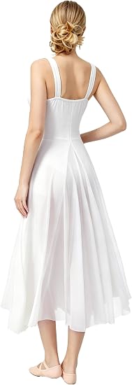 Women's U Neck Sleeveless Lyrical Dance Dress Contemporary Ballet Costume Flowy Tulle Skirt with Shorts