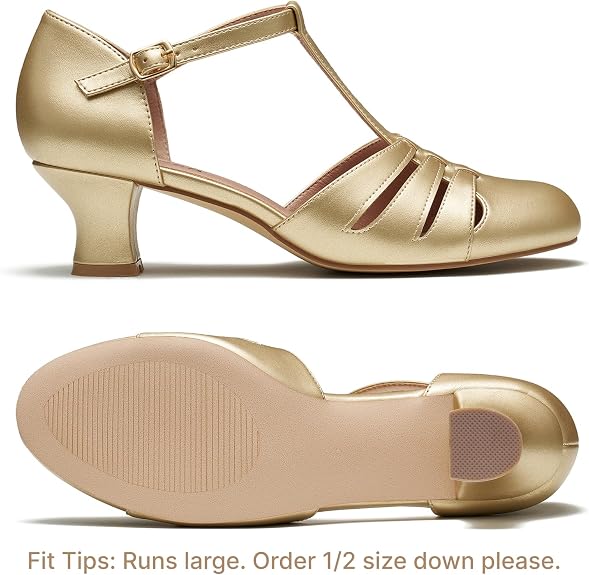 2" T-Strap Character Shoes for Women, 1920s Flapper Dance Shoes Ballroom