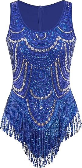 Women Sequin Fringe Bodysuit Latin Jazz Dance Leotard