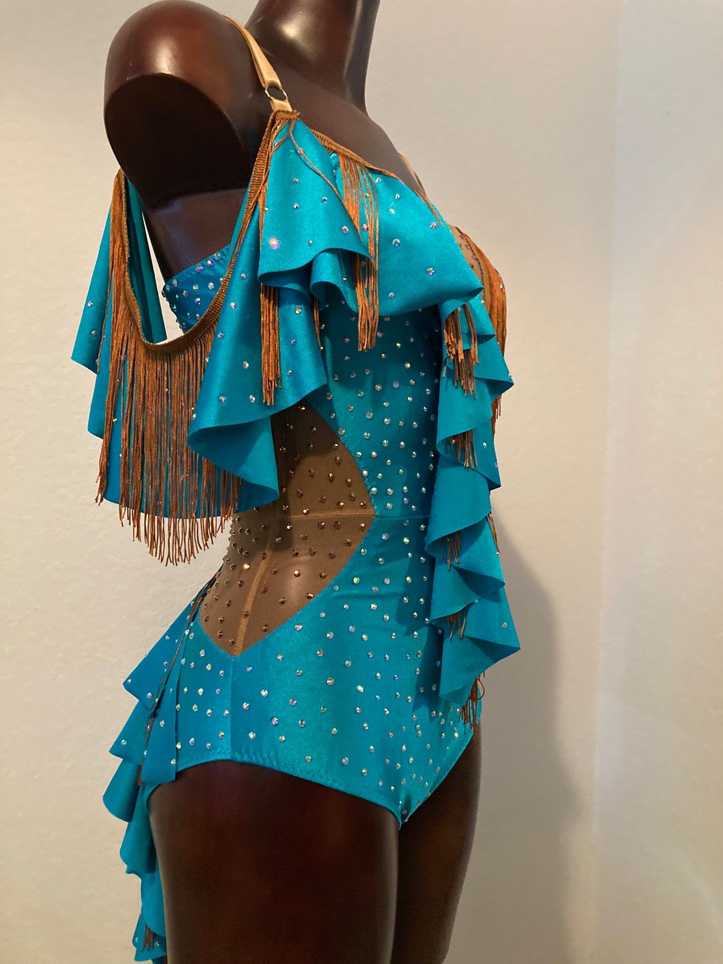 Blue Women's Fringe Salsa Bachata Costume Dress