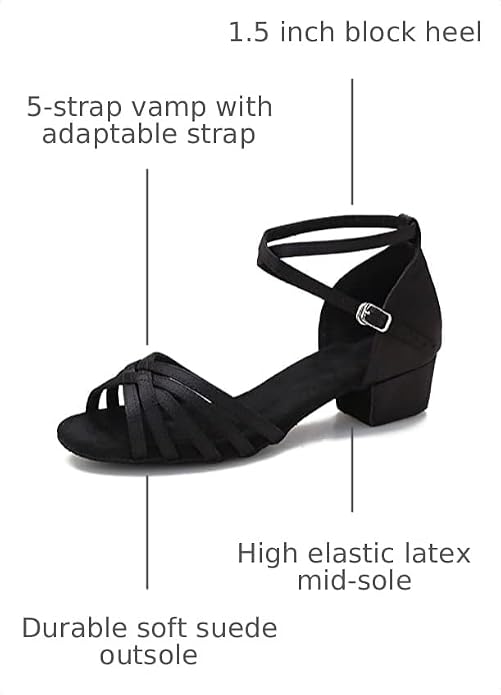 Ballroom Latin Salsa Dance Shoes Women Low Heel Practice Dancing Sandals for Social Dance Beginner S04