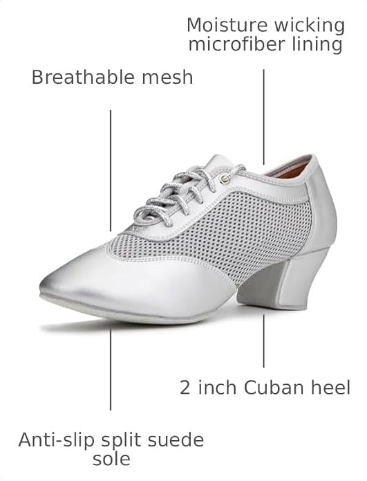 Women's 2" Practice Dance Shoes Latin Dance Shoes Lace-up Ballroom Modern Salsa Rhythm Teaching Practice Professional Performance Dance Shoes
