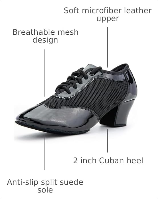 Women's 2" Practice Dance Shoes Latin Dance Shoes Lace-up Ballroom Modern Salsa Rhythm Teaching Practice Professional Performance Dance Shoes