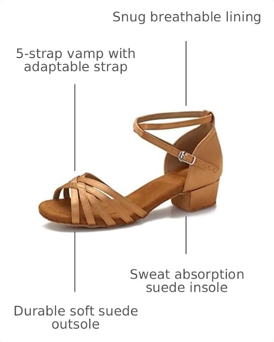 Ballroom Latin Salsa Dance Shoes Women Low Heel Practice Dancing Sandals for Social Dance Beginner S04