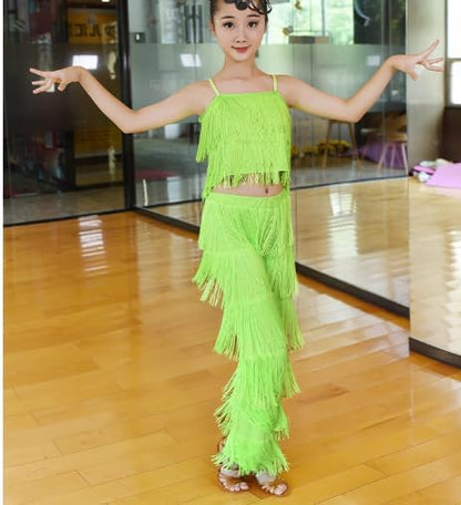 Women's 7 Tier Tassel Latin Dance Pant 4.6 Star Fringe Pants