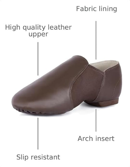 Leather Upper Jazz Shoe Slip-on for Women and Men's Dance Shoes