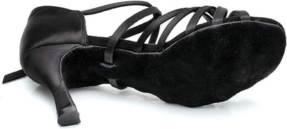 Women's Latin Dance Shoes Satin Professional Ballroom Salsa Practice Performance Dance Shoes
