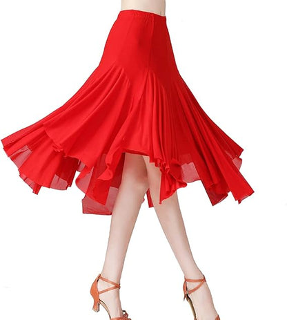 Women Ballroom Dance Skirts Long Swing Skirt Waltz Latin Salsa Belly Dance Skirt for Dancing Flamenco Costume