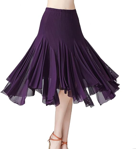Women Ballroom Dance Skirts Long Swing Skirt Waltz Latin Salsa Belly Dance Skirt for Dancing Flamenco Costume