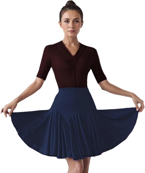 Ruffle Skirt Dance Wear Clothes for Women Black Ballroom Salsa Latin Dance Skirt