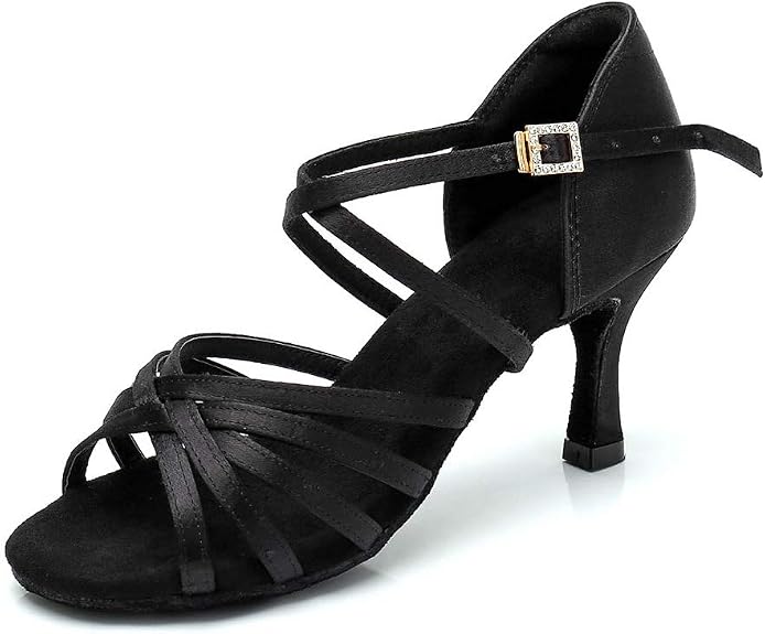 Women's Latin Dance Shoes Satin Professional Ballroom Salsa Practice Performance Dance Shoes
