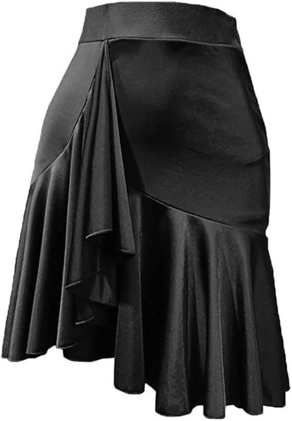 Asymmetrical Latin Dance Skirt for Women Ballroom Salsa Skirt with Shorts