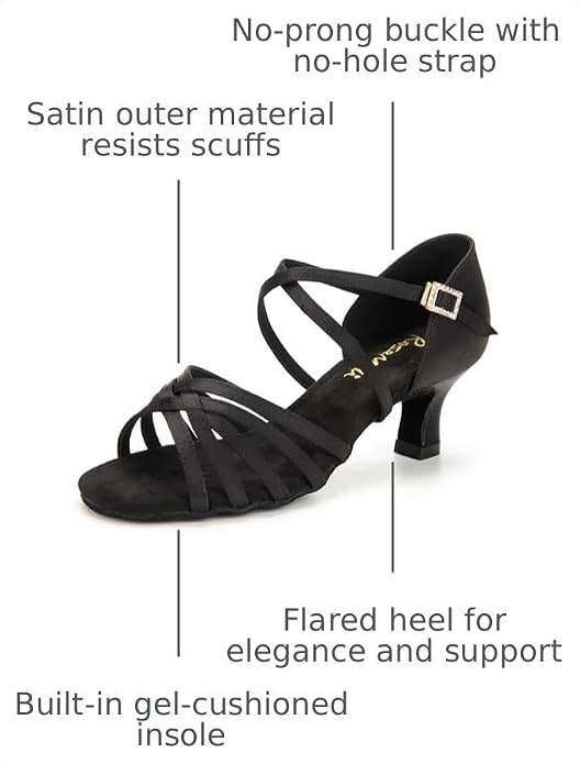 Ballroom Dance Shoes Women Satin Latin Salsa Tango Practice Dancing Shoes 2.2" Latin Dance Heels