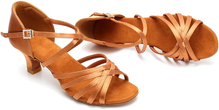 Women's Latin Dance Shoes Satin Professional Ballroom Salsa Practice Performance Dance Shoes