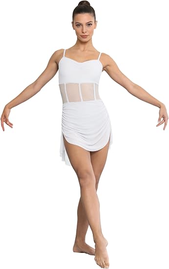 Lyrical Dance Costume for Women, Camisole Dress | Cami Strap, Mesh Flattering Waist Design, Soft Flowy Tulle Skirt, For Modern Lyrical, Studio to Stage