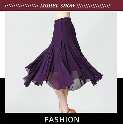 Women Ballroom Dance Skirts Long Swing Skirt Waltz Latin Salsa Belly Dance Skirt for Dancing Flamenco Costume