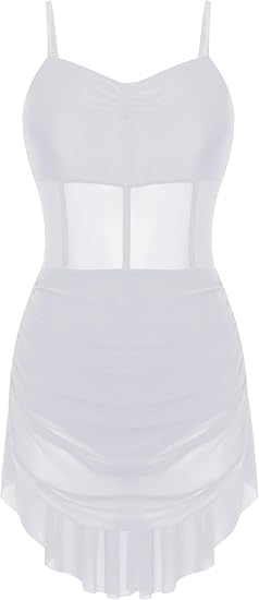 Lyrical Dance Costume for Women, Camisole Dress | Cami Strap, Mesh Flattering Waist Design, Soft Flowy Tulle Skirt, For Modern Lyrical, Studio to Stage