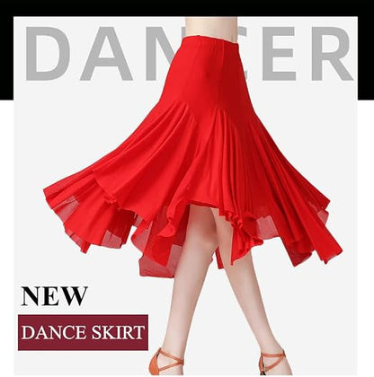 Women Ballroom Dance Skirts Long Swing Skirt Waltz Latin Salsa Belly Dance Skirt for Dancing Flamenco Costume