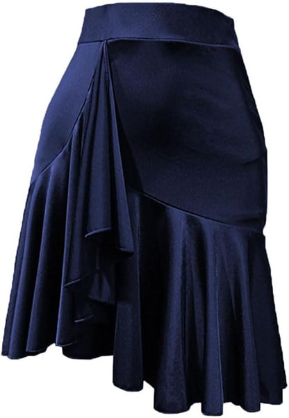 Asymmetrical Latin Dance Skirt for Women Ballroom Salsa Skirt with Shorts