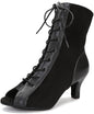 Women Suede Ballroom Dance Boots Latin Salsa Dress Shoes Practice Footwear 2.5inch 3.5inch Heels YT22
