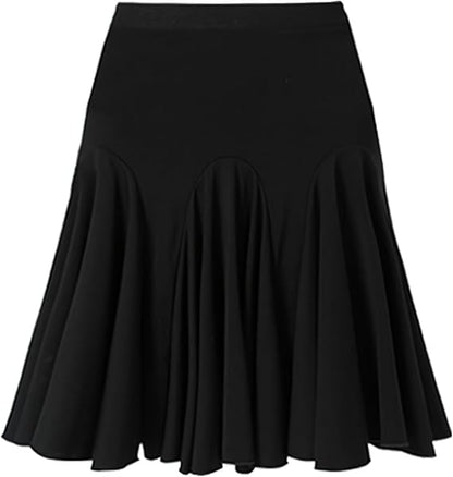 Ruffle Skirt Dance Wear Clothes for Women Black Ballroom Salsa Latin Dance Skirt