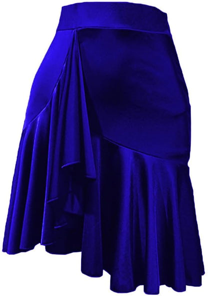 Asymmetrical Latin Dance Skirt for Women Ballroom Salsa Skirt with Shorts
