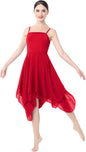 Women Lyrical Dance Costume Modern Contemporary Ballet Dancewear Spaghetti Strap Chiffon Flowy Dress