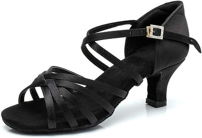 Women's Latin Dance Shoes Satin Professional Ballroom Salsa Practice Performance Dance Shoes