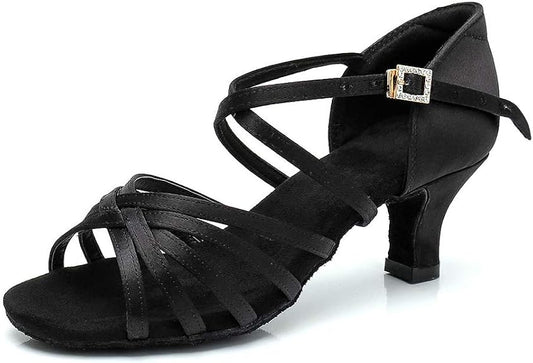 Women's Latin Dance Shoes Satin Professional Ballroom Salsa Practice Performance Dance Shoes