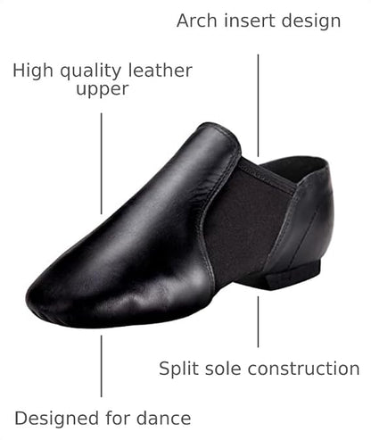 Leather Upper Jazz Shoe Slip-on for Women and Men's Dance Shoes