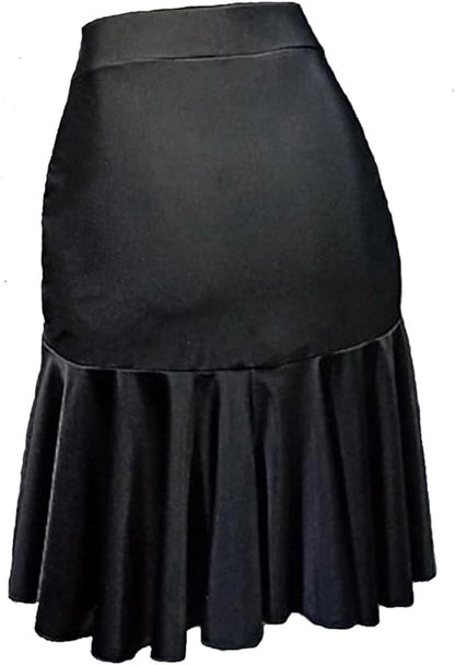 Asymmetrical Latin Dance Skirt for Women Ballroom Salsa Skirt with Shorts