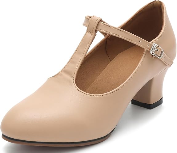 2'' Women's Character Shoes T-Strap Ballroom Dance Heels