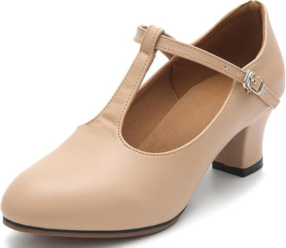 2'' Women's Character Shoes T-Strap Ballroom Dance Heels