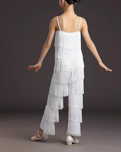 Women's 7 Tier Tassel Latin Dance Pant 4.6 Star Fringe Pants
