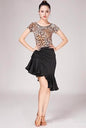 Women Latin Dance Mini Skirt Ballroom Salsa Rumba Training Skirt Skater Costume Ruffle Swing Skirt with Shorts