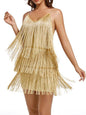 Women's Gatsby 20S Flapper Roarin Cocktail Vintage Tassel Mini Dress, Wedding Fringe Party Club Mini Glitter Dress