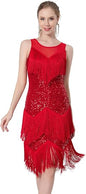 Women's Salsa Latin Dance Dress Glitter Sequin Fringe Flapper Party Ballroom Outfit