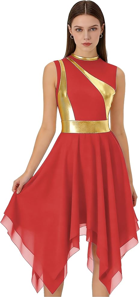 Women's Praise Dance Dress Lyrical Tunic Church Worship Dancewear