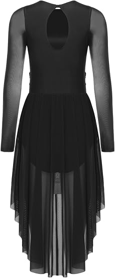 Women Lyrical Dance Dress Asymmetrical Mesh Skirt Contemporary Modern Ballet Ballroom Dancewear