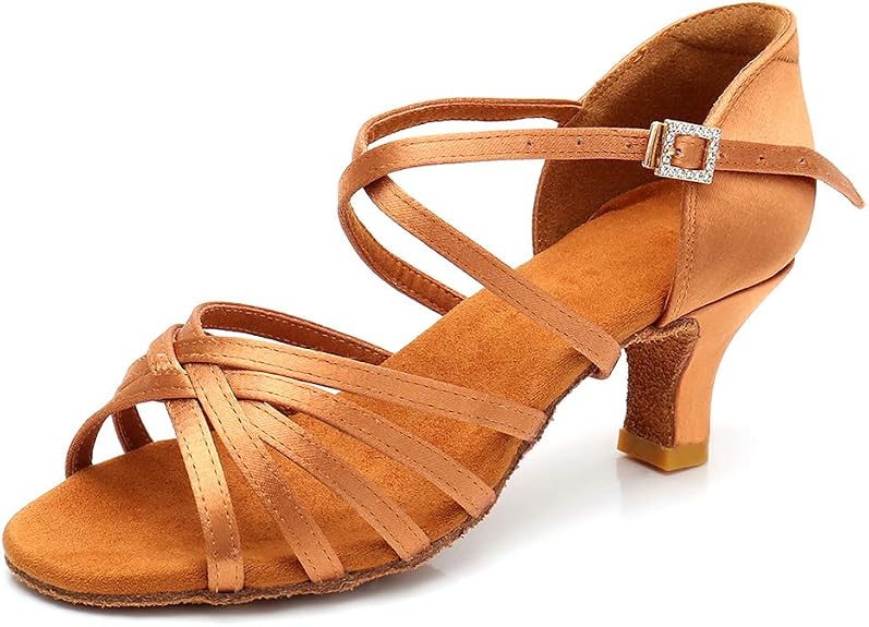 Women's Latin Dance Shoes Satin Professional Ballroom Salsa Practice Performance Dance Shoes