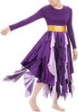 Metallic Praise Dance Dress for Women Asymmetrical Ruffle Overlay Liturgical Lyrical Worship Costume