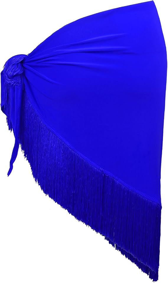 Ladies Latin Dance Fringed Triangle Hip Scarf Women High-Split Tassel Wrap Skirt Rumba Dancing Costume for Salsa Cha-cha