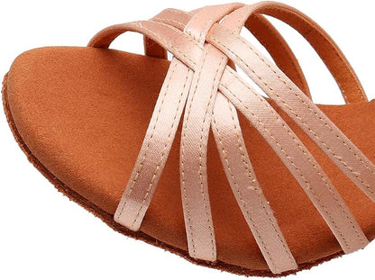 Women's Satin Latin Ballroom Salsa Indoor Performance Dance Shoe