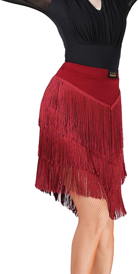 Women's Fringe Mini Skirt High Waisted Tassel Bodycon Party Skirt Ballroom Latin Tango Slasa Dance Skirt