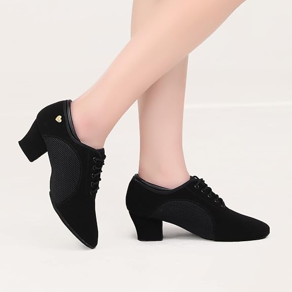 Women's Latin Dance Shoes Lace-up Ballroom Modern Salsa Rhythm Teaching Practice Professional Performance Dance Shoes