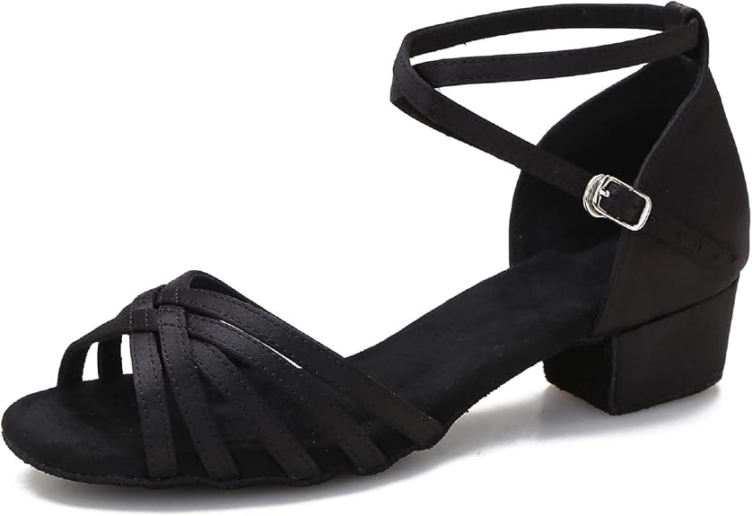 Ballroom Latin Salsa Dance Shoes Women Low Heel Practice Dancing Sandals for Social Dance Beginner S04