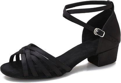 Ballroom Latin Salsa Dance Shoes Women Low Heel Practice Dancing Sandals for Social Dance Beginner S04