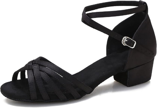 Ballroom Latin Salsa Dance Shoes Women Low Heel Practice Dancing Sandals for Social Dance Beginner S04