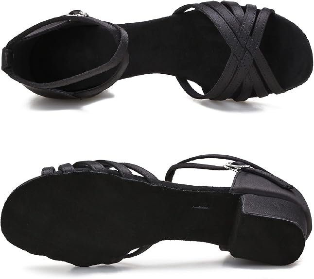 Ballroom Latin Salsa Dance Shoes Women Low Heel Practice Dancing Sandals for Social Dance Beginner S04